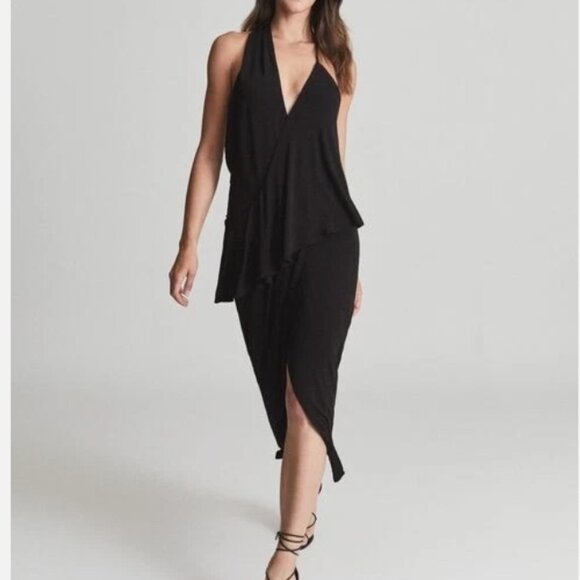 Reiss Xena Strappy Open Back Dress Black Size US 6 NWT